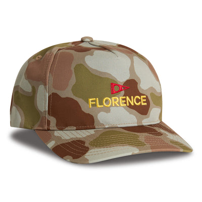 Color:Arid Tan Camo-Florence Logo Twill Hat